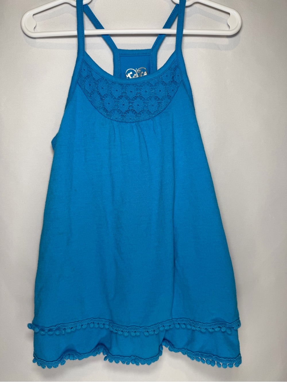 Justice Blue Tank Top with Crochet Detail